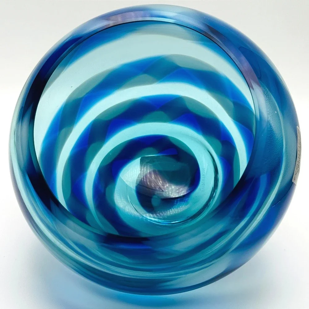 Waterford Evolution Cobalt Rush Art Glass Votive Bowl Candle Holder Poland